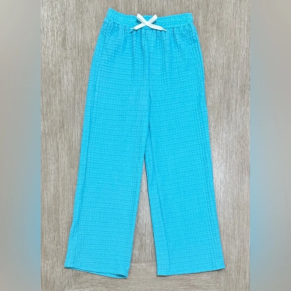 Nicole Miller. Girl(10) Aqua Blue Waffle Pajama/Over swimsuit/ beach pants